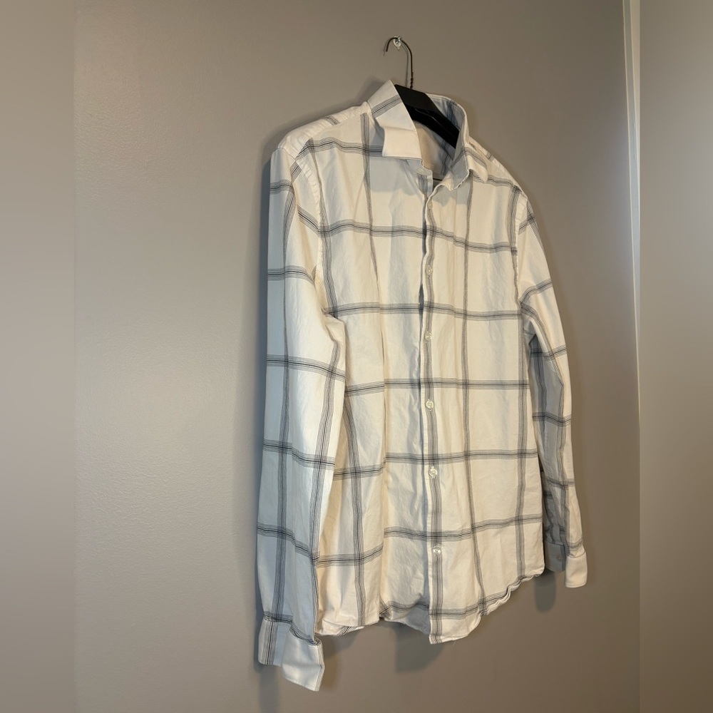 Express White and Gray Plaid Men's Button Up Shirt size xl - Picture 3 of 7